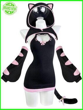 Sexy Cat Maid Lingerie Costume Set - Cosplay Outfit with Leggings